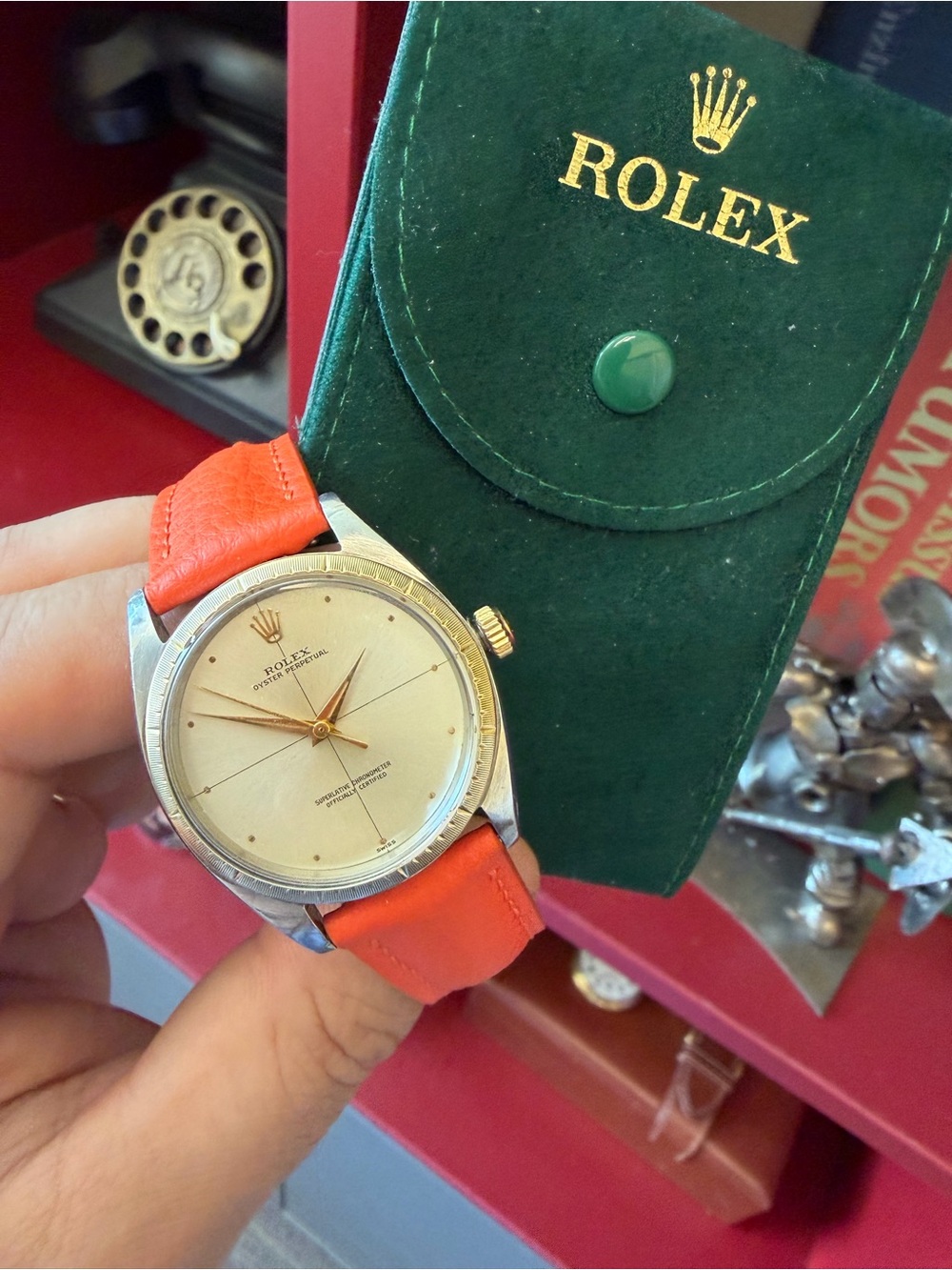✅ RARE Rolex with "Zephyr" dial, gold bezel/crown! Classy, Unique, & Elegant!✨👌 - Picture 2 of 11